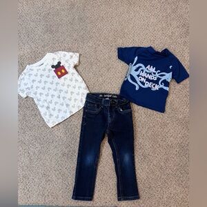 Boys 3T Bundle Disney Mickey Tee, Cat & Jack Jeans + Nautical Top everyday denim
